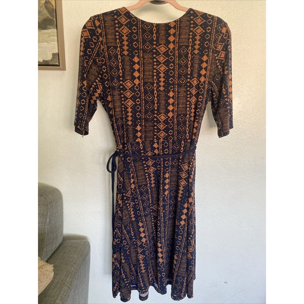 GILLI Womens Navy Blue & Orange Faux Wrap V-Neck Career Dress Sz Large - Picture 5 of 6